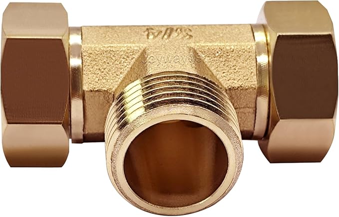 Joywayus 3/4" GHT Female × Male × Female Brass Tee Swivel Pipe Fitting T 3-Way Adapter