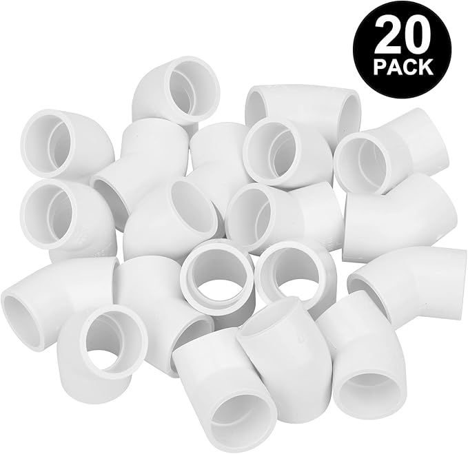 20Pack 1" 45 Degree PVC Elbow Pipe Fitting Connector (Socket x Socket) Furniture Build Grade SCH40 1 Inch 45 Degree Elbow PVC Corner Adapter for Home Sewer Plumbing Water Line