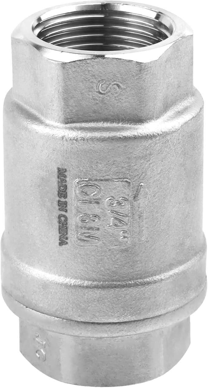 3/4 Inch Vertical Check Valve SUS304 Spring Loaded Check Valve in-line Low Cracking Pressure CF8M WOG 1000