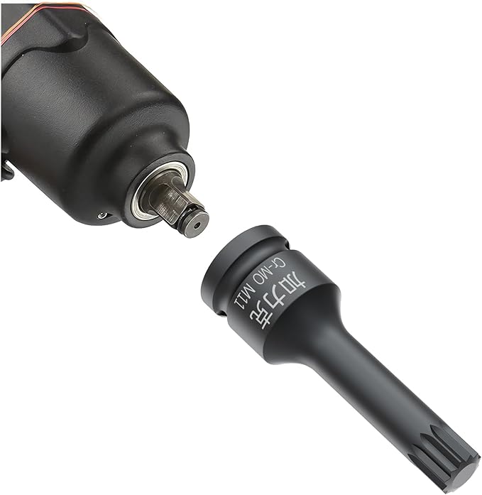 1/2-Inch Drive x M11(11mm） Impact XZN Triple Square Spline Bit Socket, Metric Lengthen Screwdriver Socket Adapter, 3-Inch Length, CR-MO Steel, One-Piece Construction, Black