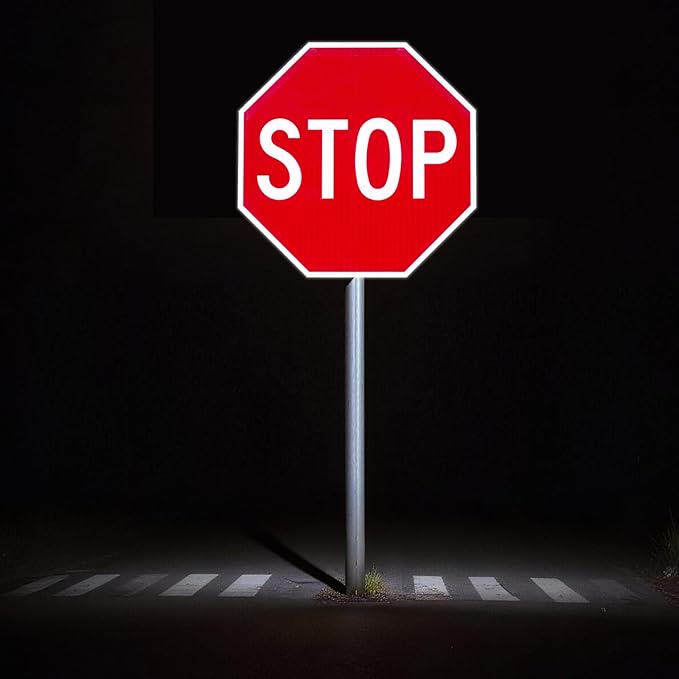 Octagon Stop Sign, 18 x 18 Inch Reflective Traffic Warning, 0.120" Thick Durable UV-Protected Weatherproof Plastic for Street, Road, and Garage Parking (HIP TypeIV-Plastic, 18 Inch-1 Pack)
