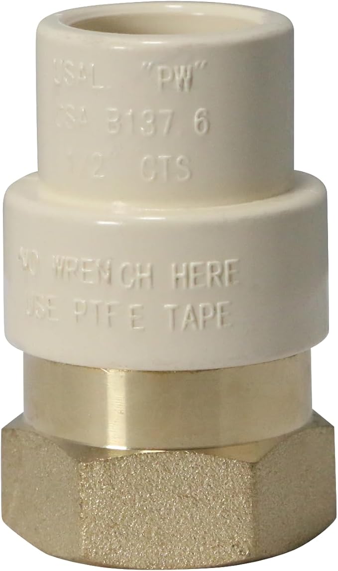 XFITTING CPVC Transition Coupling, 1/2 inch CPVC x 1/2 inch FNPT, Pack of 25