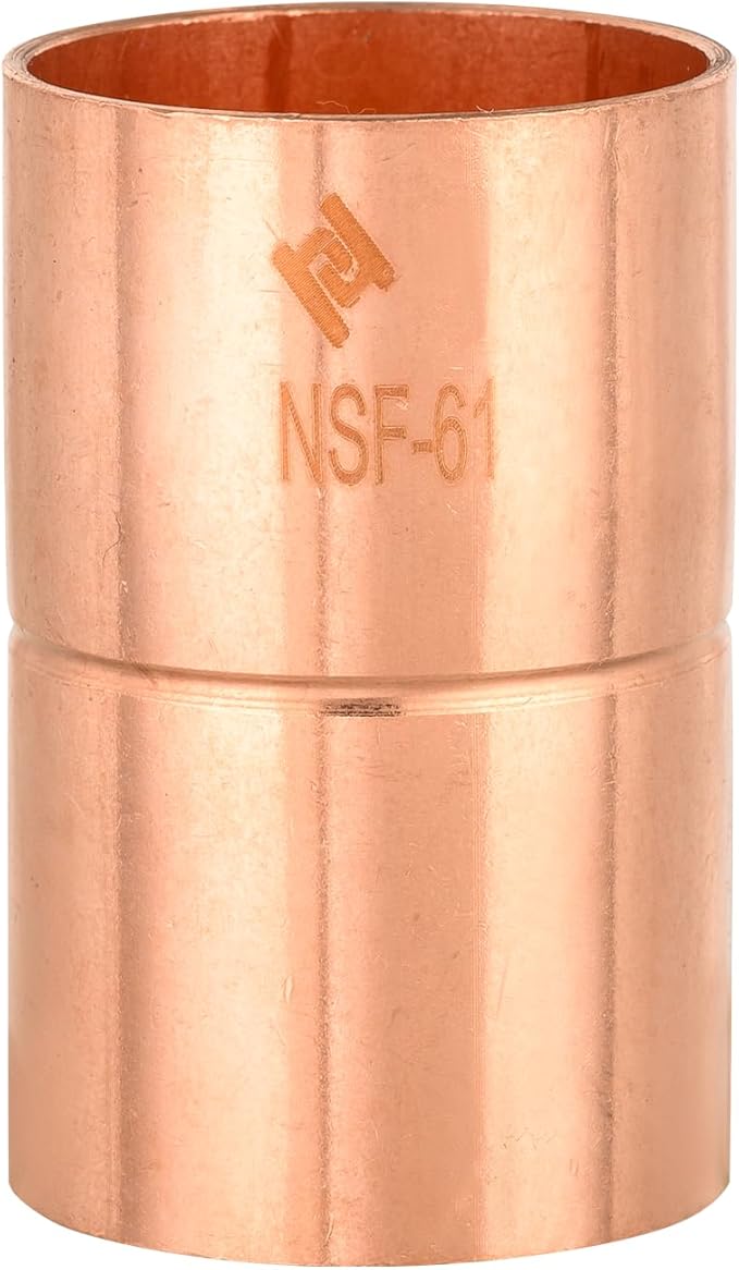 EFIELD 2-Inch C X C Copper Coupling With Rolled Stop, LF Copper Plumbing Fittings with Sweat Solder Connection,(COPPER089)