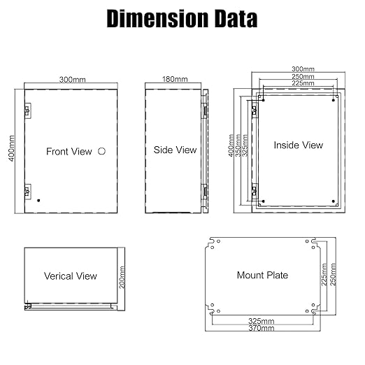 LeMotech Electrical Box 16 x 12 x 8 inch Steel Enclosure, IP66 Waterproof Dustproof Junction Box Wall-Mounted for Outdoor/Indoor Lockable with Equipment Mounting Plate