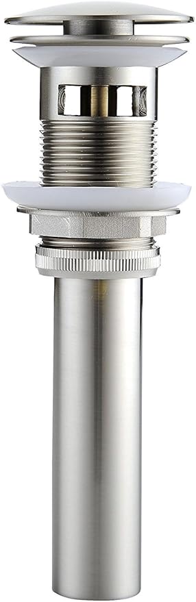 Bathroom Sink Drain Stopper Pop Up Drain for Sink Fits Standard Bathroom Sink Hole 1-1/2" to 1-3/4" Vanity Brushed Nickel with Overflow