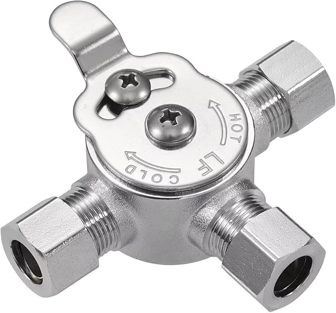 1 PCS Below Deck Mixing Valve,3/8" Compression LF Brass Body,Thermostatic mixing valve for hot and cold water,Compression Sleeve and Nuts Included.