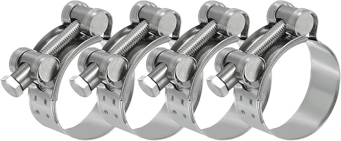 PATIKIL 40-43mm T-Bolt Hose Clamp, 4 Pack Intercooler Pipe Tube Clamps 304 Stainless Steel Radiator Hose Clamp for 1.57"-1.69" Pipe