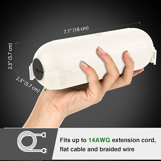 Flemoon 4-Piece Outdoor Waterproof Electrical Box Set – 12.5" x 8.5" x 5" Large Electrical Box & 3 pcs 7.1" x 2.3" x 2.3" Extension Cord Covers for Power Strips, Outlets, Holiday Lights, White