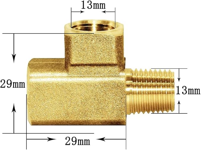 Joywayus Brass Pipe Fitting Barstock Street Tee T 3 way NPT 1/4" Female × 1/4" Female × 1/4" Male Adapter