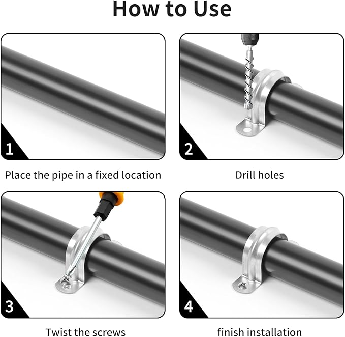 3 Inch Reinforced Rigid Pipe Strap, 2 Holes U Bracket Cable Clamp Hanger, Zinc Coated Tension Tube Clip, Conduits Strap Clamps for Pipe Fixing on Various Surfaces, 10 PCS(75 mm)