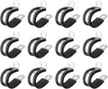uxcell 3/4"(20mm) Cable Clamp, 304 Stainless Steel Rubber Cushioned Insulated R Shape Metal Clamp Tube Holder for Pipe Hose Wire Cord Installation 12Pcs