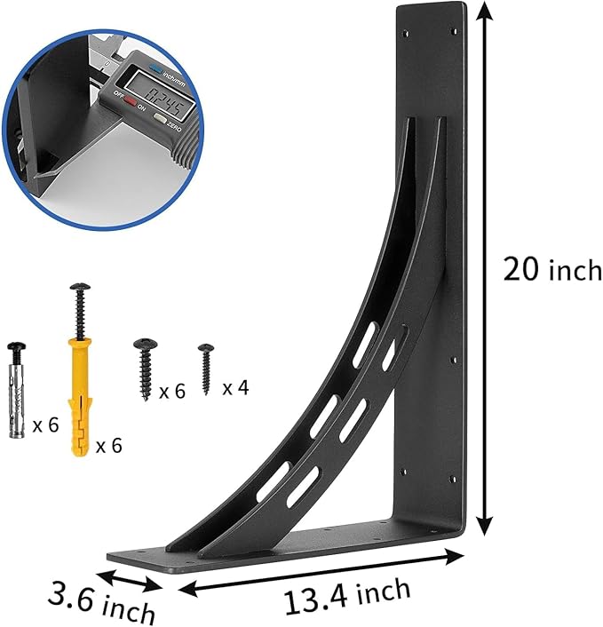 20 inch x 13.5 inch Heavy Duty Shelf Brackets , Metal Mantel Brackets (Set of 2) Fireplace Mantel Brackets - Countertop Support , Max Load 1100 Lbs (20‘’ x 13.5 ‘’)