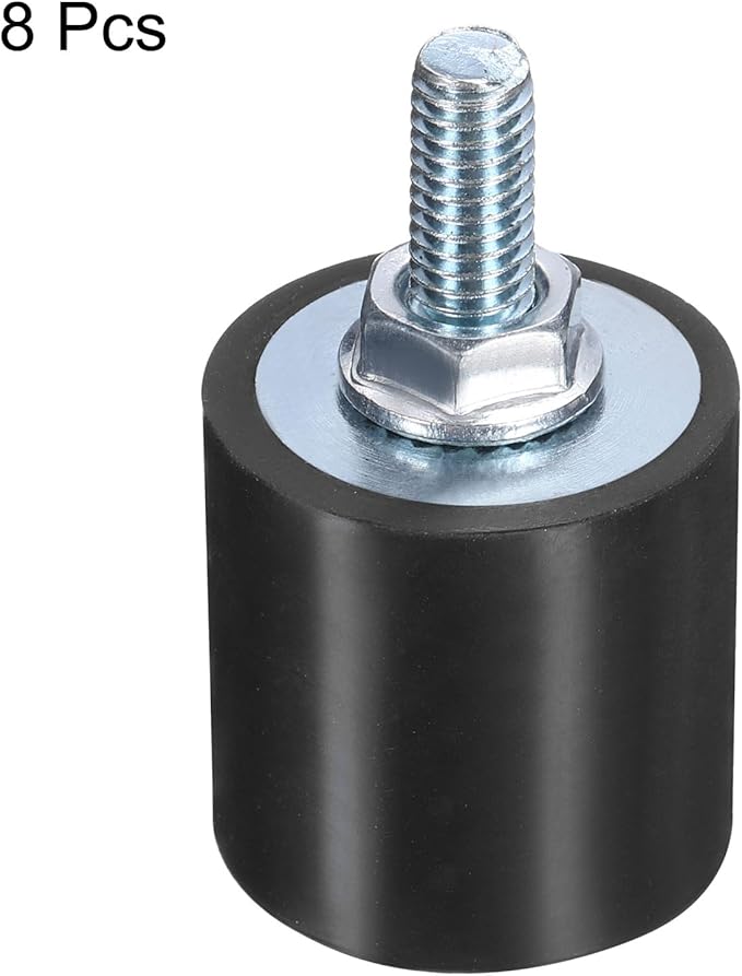 uxcell 6pcs M6x18mm Rubber Isolator Mounts with Studs 25x25mm Male Female Vibration Shock Absorber Zinc Plated Cylindrical Thread Mounts Anti Vibration Isolators with 6pcs M6 Lock Nuts