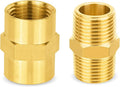 100-PCs HeSun Brass Pipe Fittings Combo, 50-PCs 3/8" NPT Male + 50-PCs 3/8" NPT Female Hex Nipple Adapter