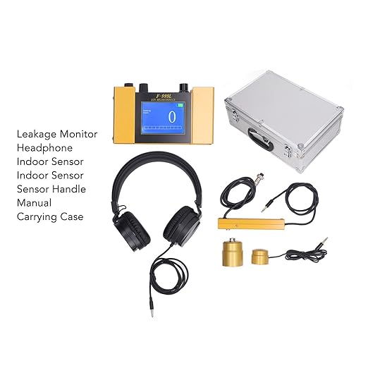 Water Leak Detector, Underground Water Pipe Leakage Monitor with Digital Display & Earphone & Carrying Case for Water Leakage Detection Construction Pipelines (US Plug)