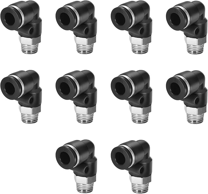 10 Pcs Push-to-Connect Fittings 1/4 Inch Tube OD x 1/8 Inch NPT Thread Pneumatic Male Elbow Quick Connect Air line fittings…