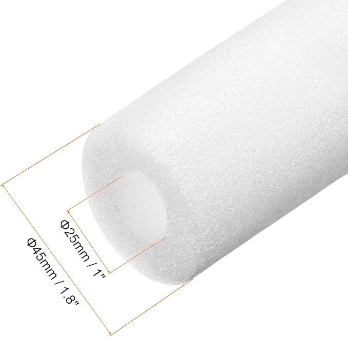 MECCANIXITY 4pcs Pipe Insulation Foam Tube Pipe Lagging 25mm(1 Inch) ID 45mm OD 3ft Freeze Protection for Copper Pipe, White