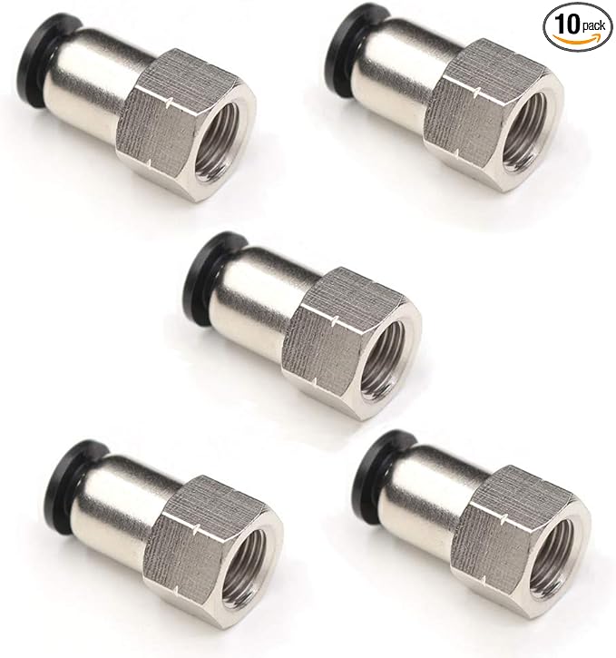 1/8 Npt Female Push To Connect Fittings,CEKER 1/4 Inch Od Tube to 1/8 inch npt female thread Air Line Quick Connect fittings Air Hose Fittings for Air Ride Air Horn Air Compressor 10Packs