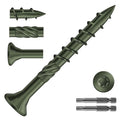 #8 x 1-1/2" Deck Screws (1610Pcs) 10lb. Carbon Steel, Green, Flat Head, Rust Resistant epoxy Coated, with T25 Star Bit