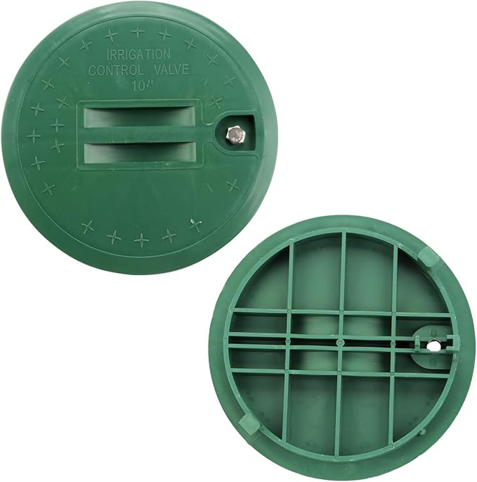2 Pcs 10 Inch Round Valve Box Cover Lid Replacement for Outdoor Green Sprinkler System Irrigation Control Water System Lawn, Compatation with ID 8.7" OD 10" Sprinkler Valve Box