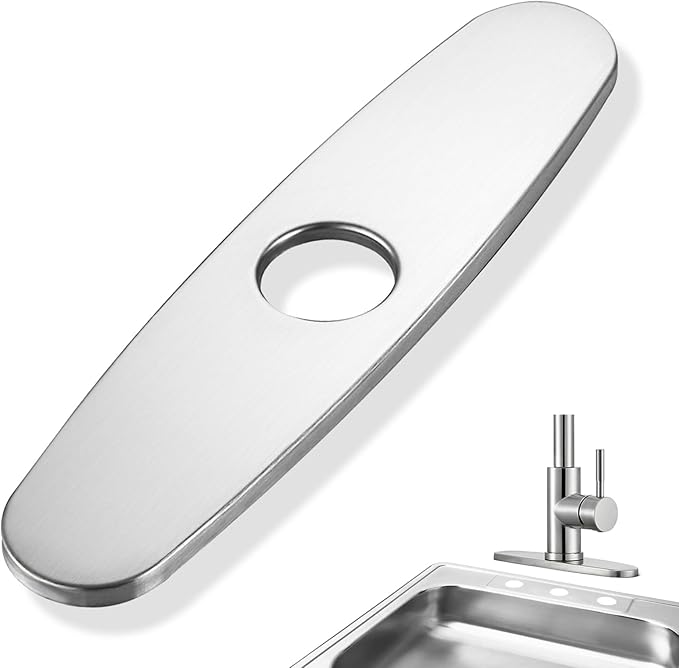 Faucet Hole Cover Deck Plate - 10 inch Stainless Steel Escutcheon Plate, Round Deck Plate Cover 1 or 3 Hole for Kitchen Bathroom Sink Faucet Hole Covers (10" Brushed Nickel)