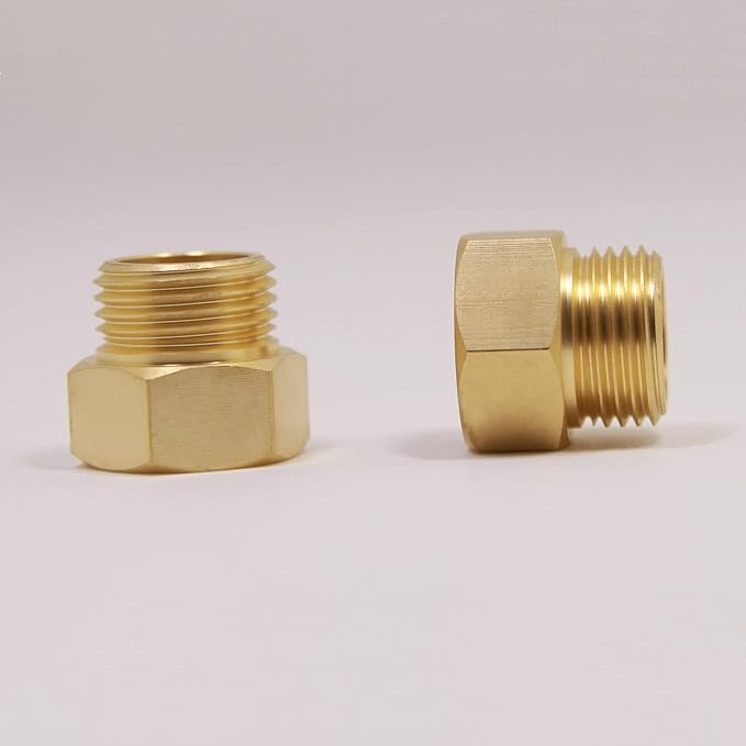 G 1/2 BSP Female to US 1/2 NPT Male Thread (2-Pack), Solid Brass Pipe Fitting，Connector with Rubber Washer， British to US Gauge Sensor Sender Adapter BSP NPT Thread Converter