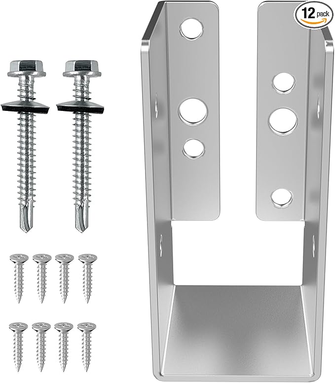 Concealed Joist Hanger,2" x 4"Outdoor Concealed-Flange Hanger,Concealed Face Mount Joist Bracket for 2"x4" Beam ,Swing,Fence (Galvanizing 12 PCS)