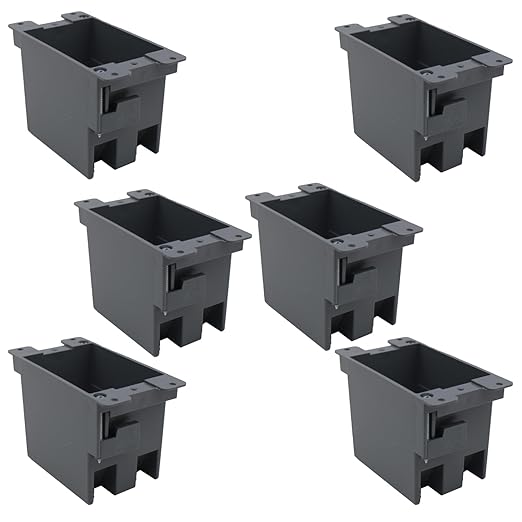 Old Work Electrical Box 1 Gang，PVC Electrical Junction Box for Switch，14 CU.in.Electrical Outlet Boxes Plastic Single (Pack of 6),for Home Improvement,ETL,Fire Rated for 2 Hours