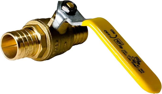 XFITTING 10 Pack Pex Barb 1 Inch Ball Valve, Yellow Handle, Full Port Pex Ball Valve, Brass