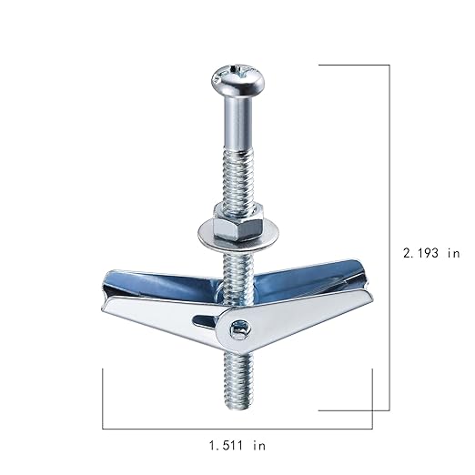 (100 pcs) 1/8" Heavy Duty Drywall Anchors and Screws,Toggle Bolts and Wing Nuts Set, Hollow Drywall Anchors Bolts Screws Assortment Kit for Hanging Lamps Heavy Items