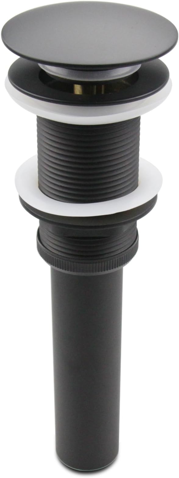 Bathroom Lavatory Vanity Vessel Sink Drain, Pop Up Drain Stopper Without Overflow, Black