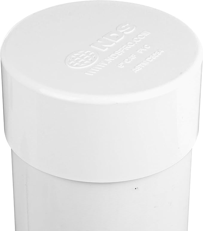 NDS 6P06 PVC S&D Cap, 6-Inch, Makes Solvent-Weld Connections, for Use with 6-Inch Sewer and Drain Pipe, White