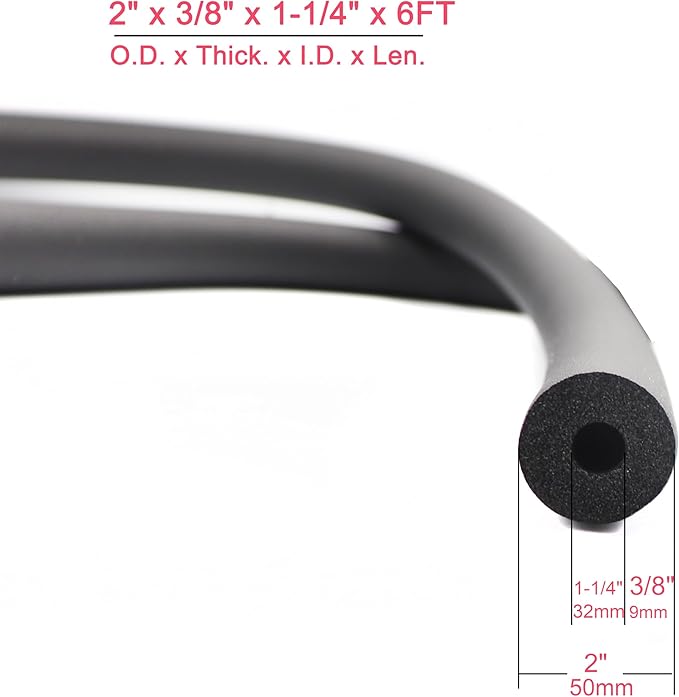 cSeao Pipe Insulation Tube (3/8" x 1-1/4" x 6FT) - AC & Roof Rack Foam Tubing, Guitar Stand & Exercise Machine Handle Protector