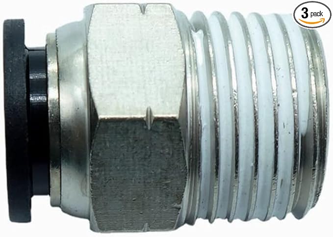 CDQBWQDJT 3 Pcs Pneumation Fitting 1/2" Tube OD Push To Connect X 1/2 NPT Pipe Male Connector