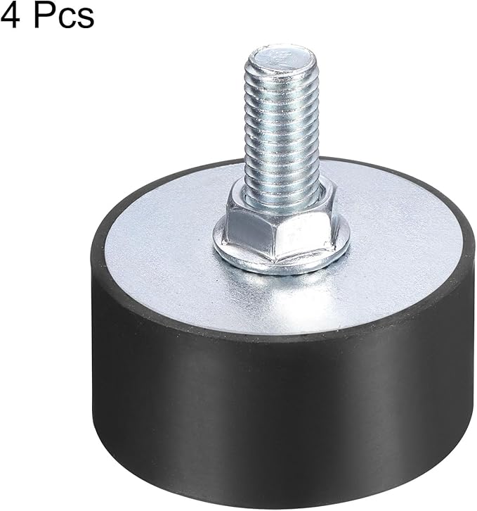 uxcell 4pcs M10x28mm Rubber Isolator Mounts with Studs 50x25mm Male Female Vibration Shock Absorber Zinc Plated Cylindrical Thread Mounts Anti Vibration Isolators with 4pcs M10 Lock Nuts