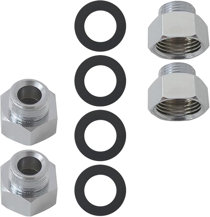 YYU 4-Pack Water Line Adapter, Pipe Fittings in 1/2" Female to 3/8" Male Reducer Adapter for Kitchen Bathroom Faucet Supply Hose, Stop Valve Pipe Connector With Rubber Washer