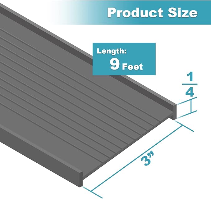 3" Garage Door Bottom Seal Weatherstrip in Grey - 1/4" T Style - All Widths (9' Wide Door)