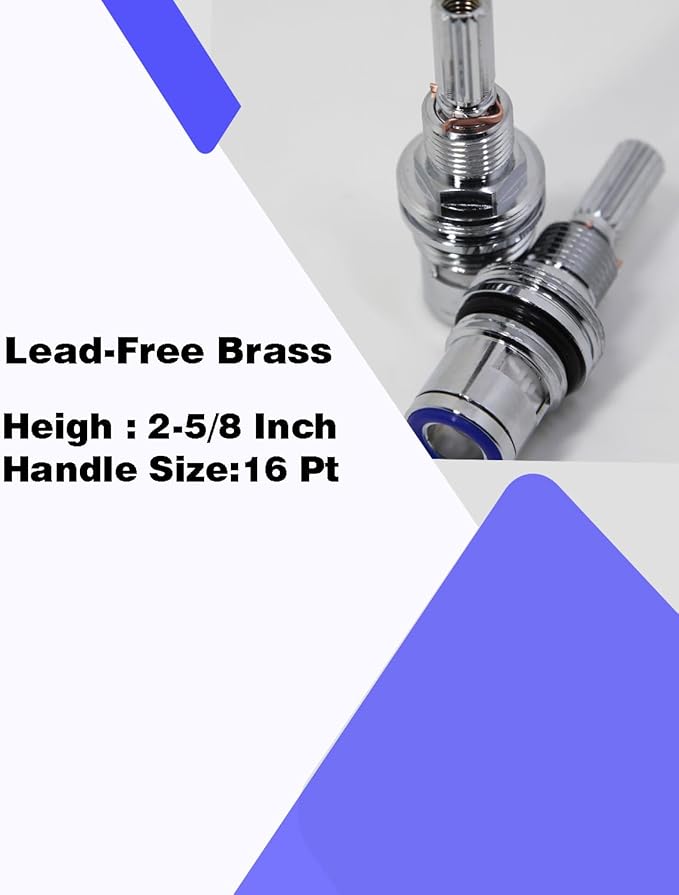 1-001 & 1-002 Ceramic Valve Set，Chrome & Lead-Free Copper, Replacement Newport Hot and Cold Widespread Cartridge