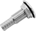 ISURE MARINE 1/2" Stainless Steel Thru-Hull ，Barbed Standard Length Straight Thru-Hull Fitting Boat Barbed Hose Thru Drain Connector