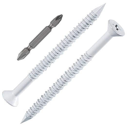 WenSilon(30 PCS) 1/4" x3-1/4 White Concrete Screw Anchor White Flat Head for Anchoring to Masonry, Block or Brick Stucco