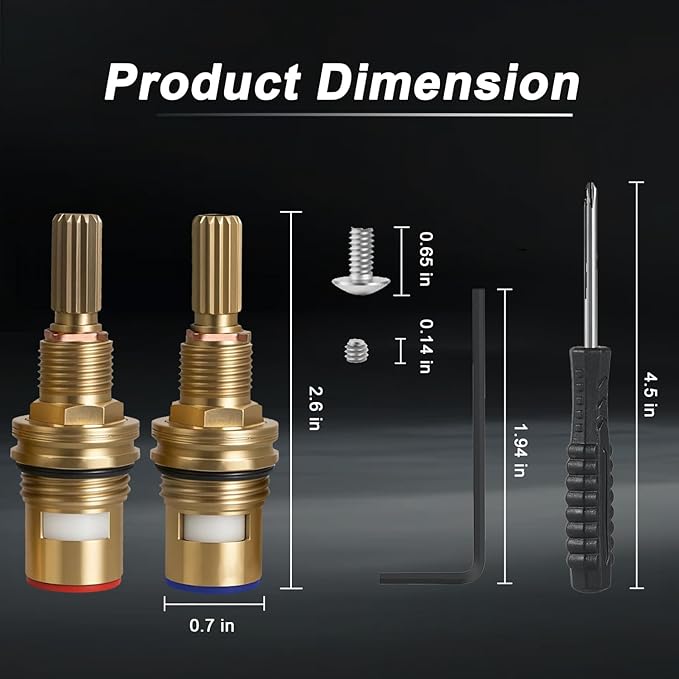 Ceramic Valve Set Compatible with Cold and Hot Widespread Cartridge Replace#: Brass 1-001 & Brass 1-002