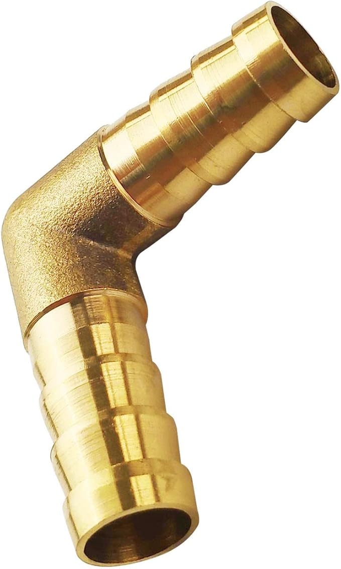 2PCs 1/2" Brass Hose Barb Fitting 90 Degree Elbow Barbed Splicer Mender Union Fitting with 4PCs Hose Clamp for Oil Water Air