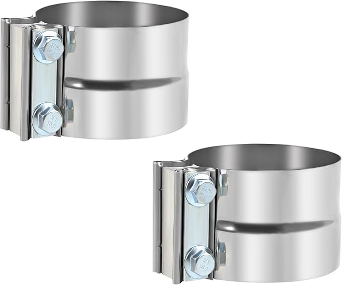 4 Inch Exhaust Pipe Clamp Lap Joint 4 In Exhaust Band Clamp Stainless Sleeve Coupler For Mufflers,Exhaust Pipe(2 PCS)