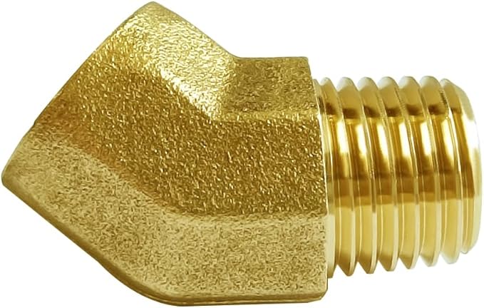 Joywayus 2PCS Brass 45 Degrees Elbow Pipe Fittings 1/4"NPT Male to 1/4"NPT Female Brass Fittings