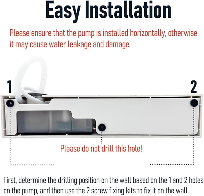 Automatic Undermount HVAC Mini Split Condensate Pump for HVAC Units, 110V 60FT Lift 7.4GPH Quiet <15dB Self Priming AC Condensation Removal Pump for Bedroom, Living Room, Anti-Siphon
