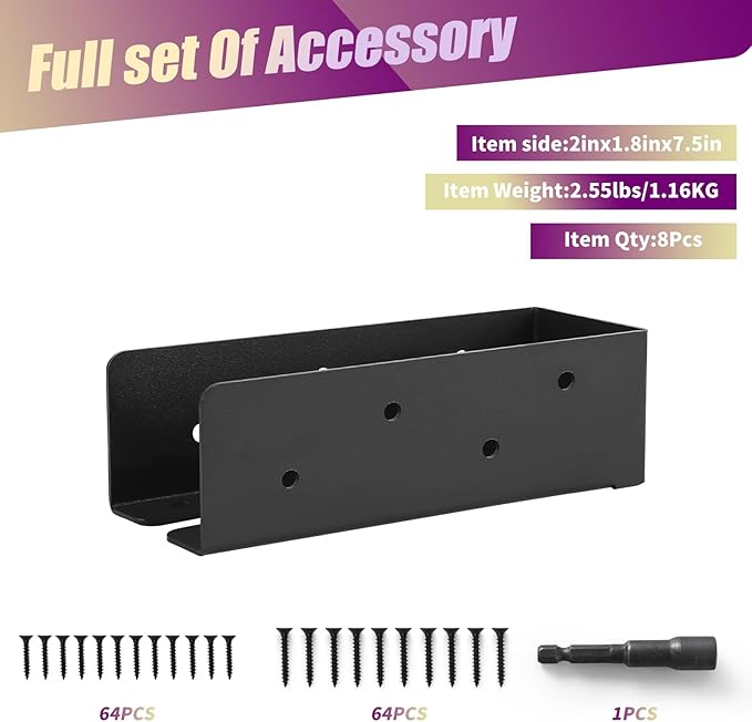 8 Pcs Concealed Joist Hangers, 2"x8" Outdoor Trim Concealed Flanges, Q235B Steel Powder Coated Concealed Mount Joist Hangers for 2"x8" Beam Swing
