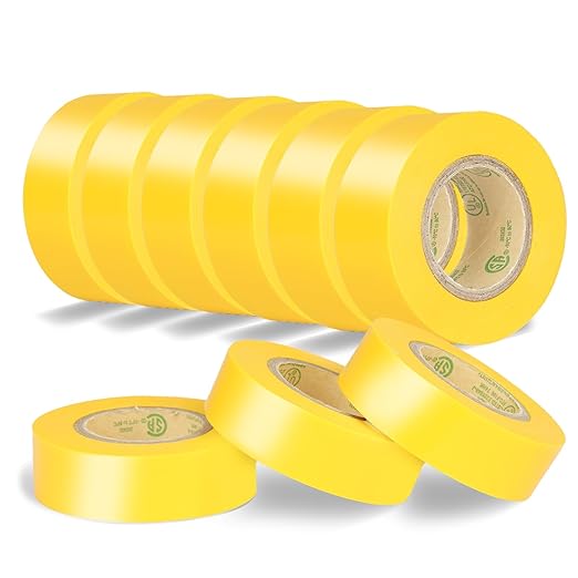 Yellow Electrical Tape, UL Approved, 9 Pack 0.7in X 33ft, Industrial Grade Vinyl Electrical Insulating Tape, Electric Tape for Improvement Electrical Equipment