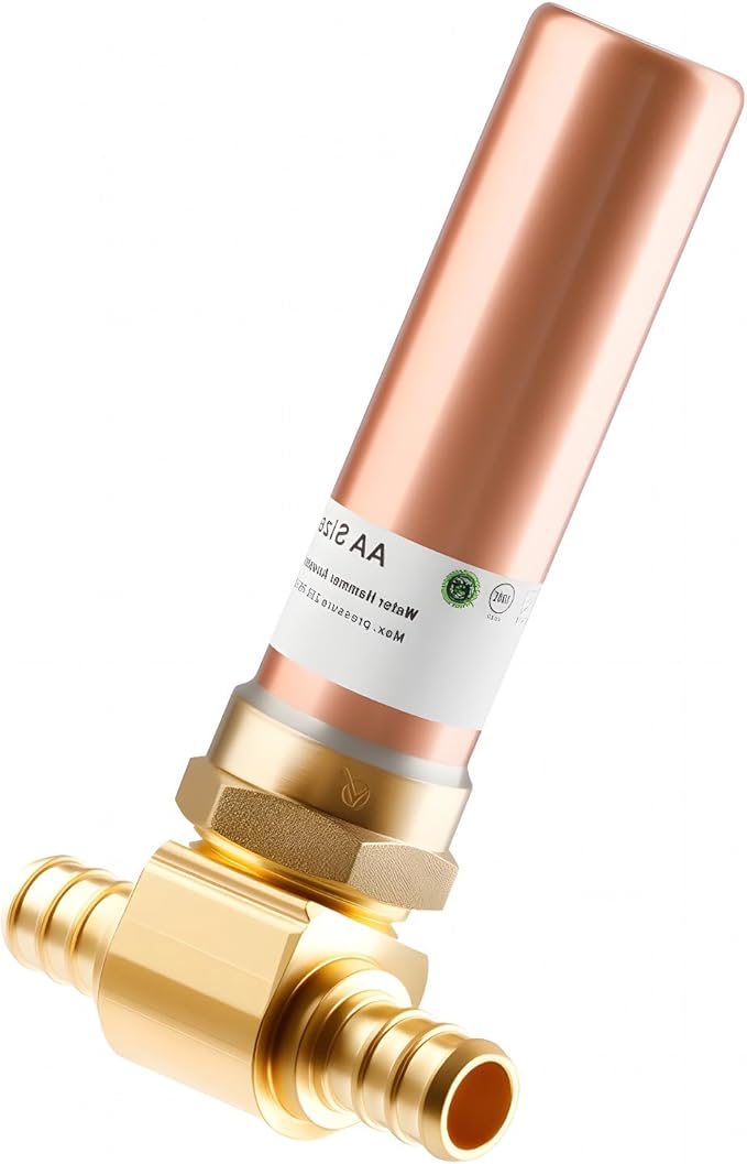Copper Water Hammer Arrestor, 1/2 Inch Pex Crimp Tee Hammer Arrestor For Potable Water Plumbing Application, F1807 Tee Connection