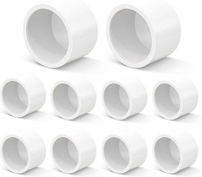 1 inch PVC Fitting End Cap, 10-Pack Pipe Elbow Connectors, Furniture-Grade SCH40 PVC Pipe Fittings for Greenhouse, Frames, Sheds, Pet Beds, Pet Enclosures, Hydroponic and Tent Structures