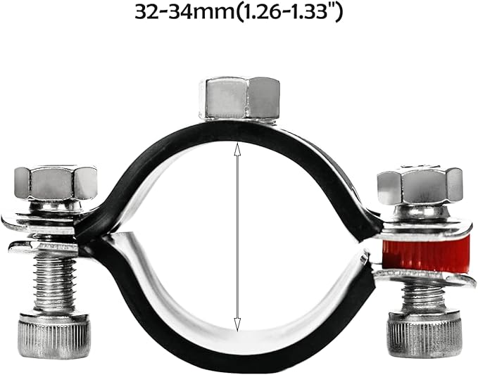 2 Pack Pipe Supports,304 Stainless Steel Wall Mount Ceiling Mount Pipe Bracket Clamp Ring Hanger with Screws for Pipe OD 32-34mm
